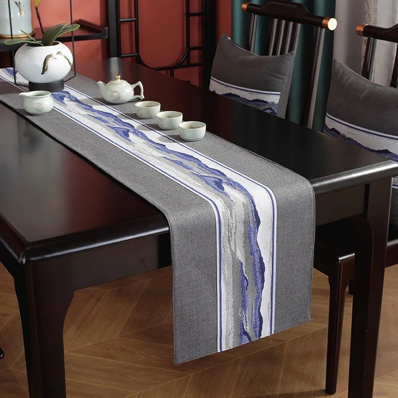 Bluejw Modern Table Runner Linen Embroidered Table Runner Easy-Care Table Runner - Image 1